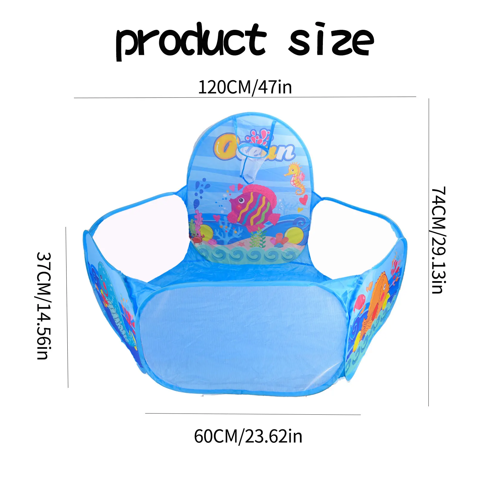 Ocean World Cartoon Pattern Ocean Ball Pool Indoor and Outdoor Foldable Portable Tent Toys (Excluding Balls)