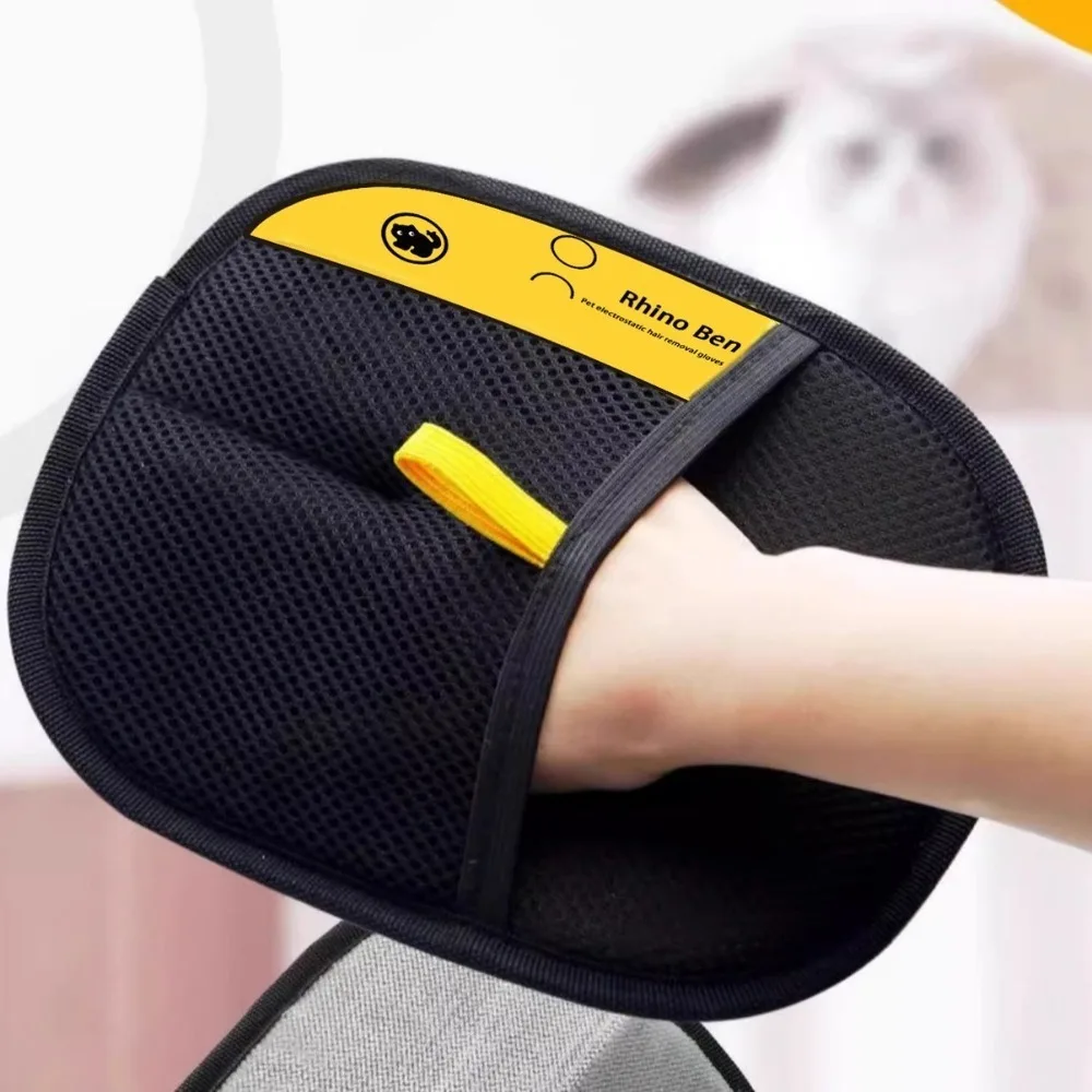 2 قطعة/المجموعة على الوجهين الحيوانات الأليفة الاستمالة قفازات لينة سميكة ثابتة إزالة الغبار فرشاة سوداء متعددة الوظائف إزالة قفازات القط #5