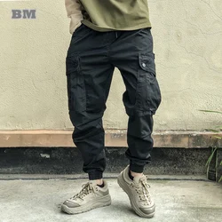 Pantalones Cargo tácticos para hombre, ropa de calle a la moda, Harajuku japonés, Joggers negros, primavera y otoño