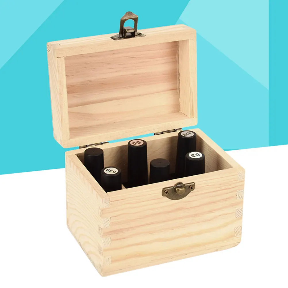 

2 pcs 6 Slots Wooden Essential Oil Storage Box Nail Polish Container Aroma Accessories Thickened Board Lightweight Safety Lock
