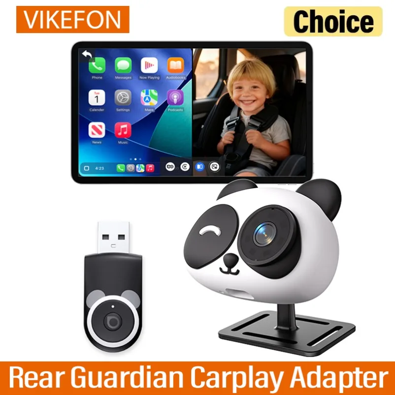 VIKEFON Cabin Care Wireless CarPlay Adapter 1080P HD Baby Car Camera 150° Wide-angle Night Vision split-screen Backseat Monitor