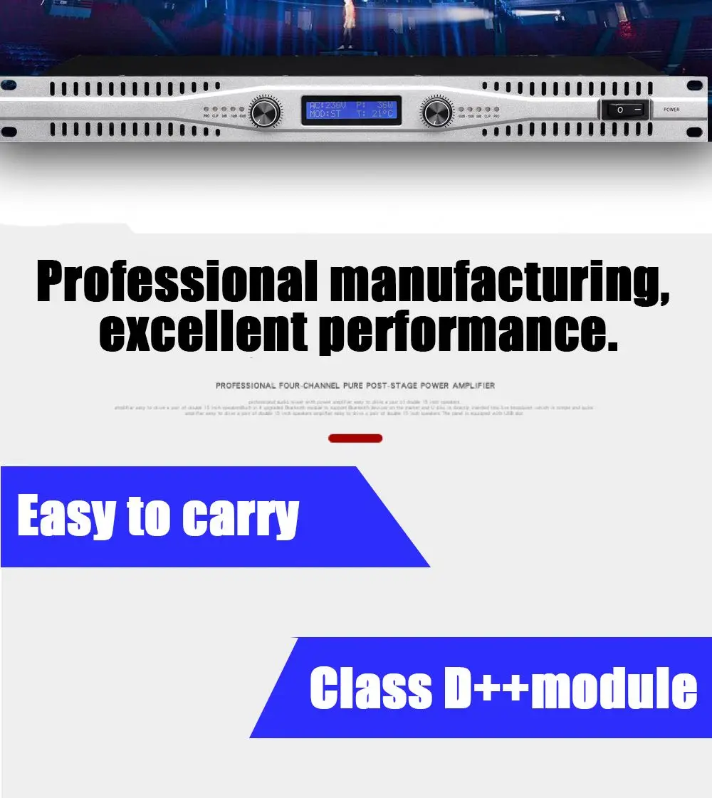 Good Price 2 Channel Power Amplifier for DJ Meeting Room Church Switching Power Supply for Audio Amplifier