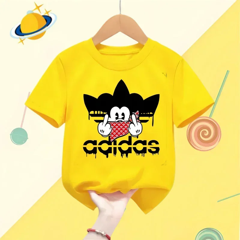 Disney Mickey Minnie Mouse Kids T-shirt Boys Girls Street Wear sports short sleeved casual shirt Baby clothing Kawaii