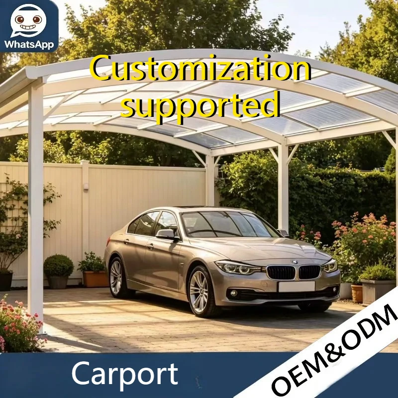 Custom Sustainable Modern Aluminum Carport Polycarbonate Roof Waterproof Sun Shade Shelter Practical For Daily Car Parking