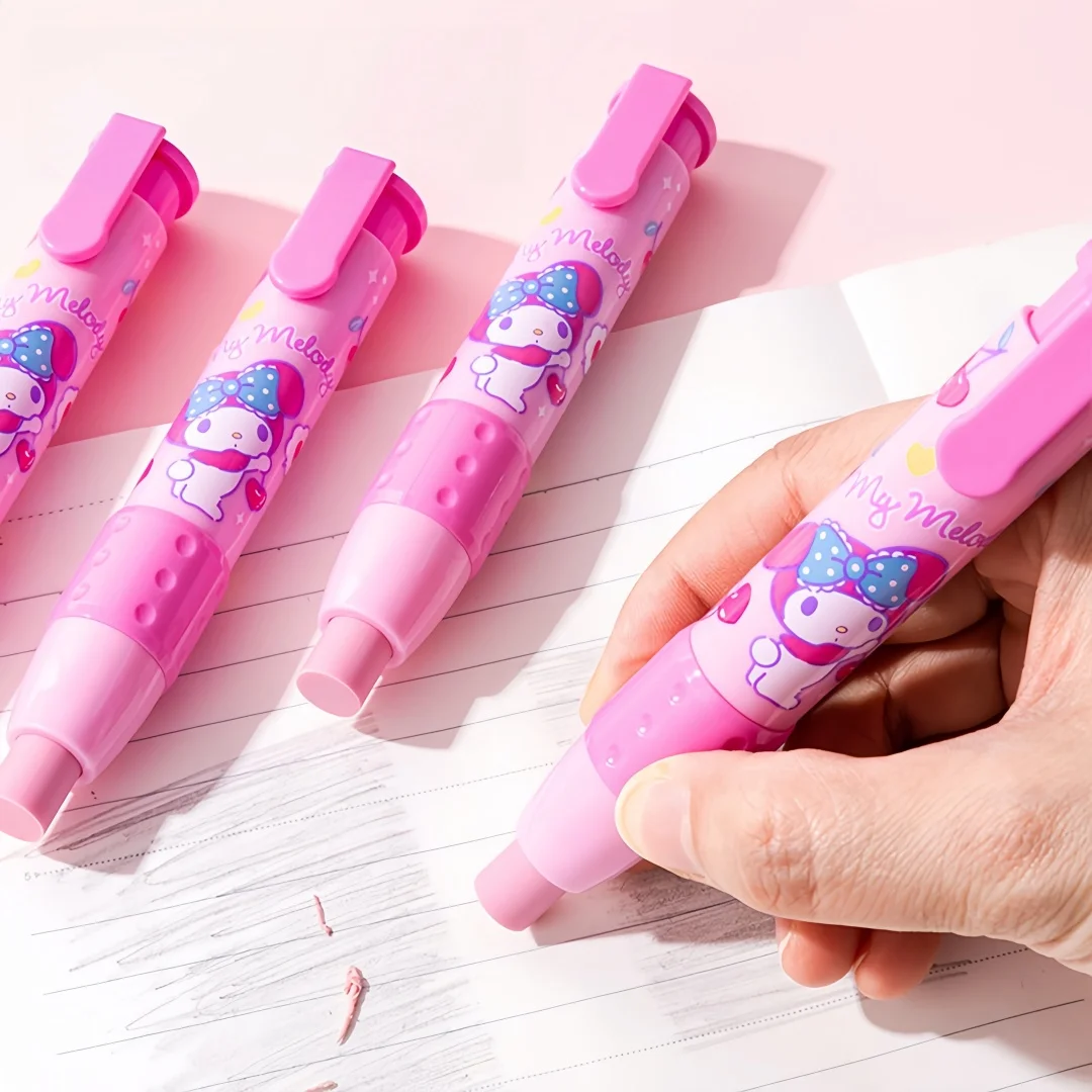 3Pc Sanrio Character Melody Kuromi Cartoon Push-Button Eraser for Elementary School Students and Children, Cute Eraser