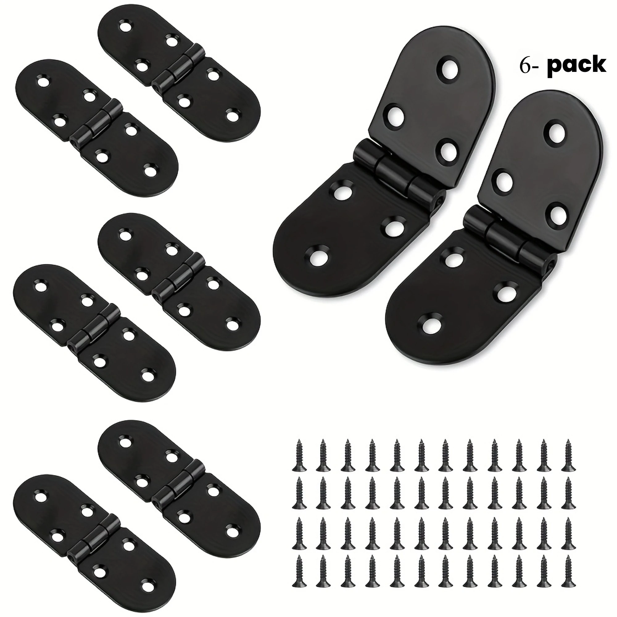 6-piece Classic Style 180-Degree Foldable & Reversible Hinges with Ball Bearings - Metal Surface-Mounted Hinges for Wooden Cabin