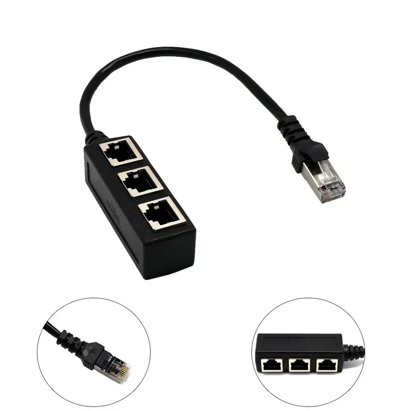 3 In 1 Rj45 Splitter Lan Ethernet Netwerk Rj45 Connector Extender Adapter Kabel Voor Netwerkuitbreiding 1 Man Naar 2/3 Vrouw