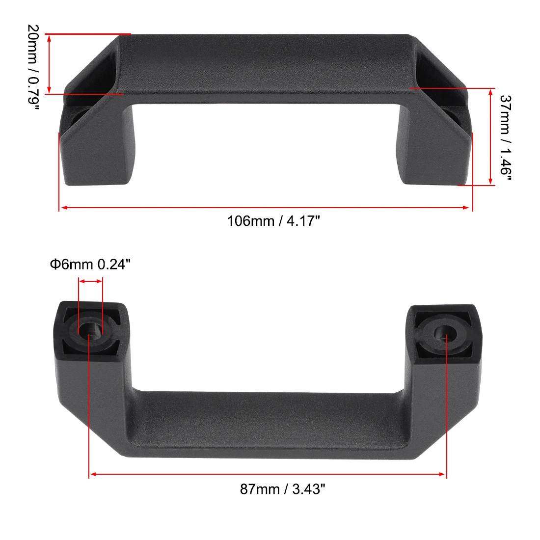 1/4Pcs Plastic Pull Handle 87mm/90mm/116mm/147mm Hole Centers for Luggage Case Mechanical Equipment Drawer Cabinet Handle Pull