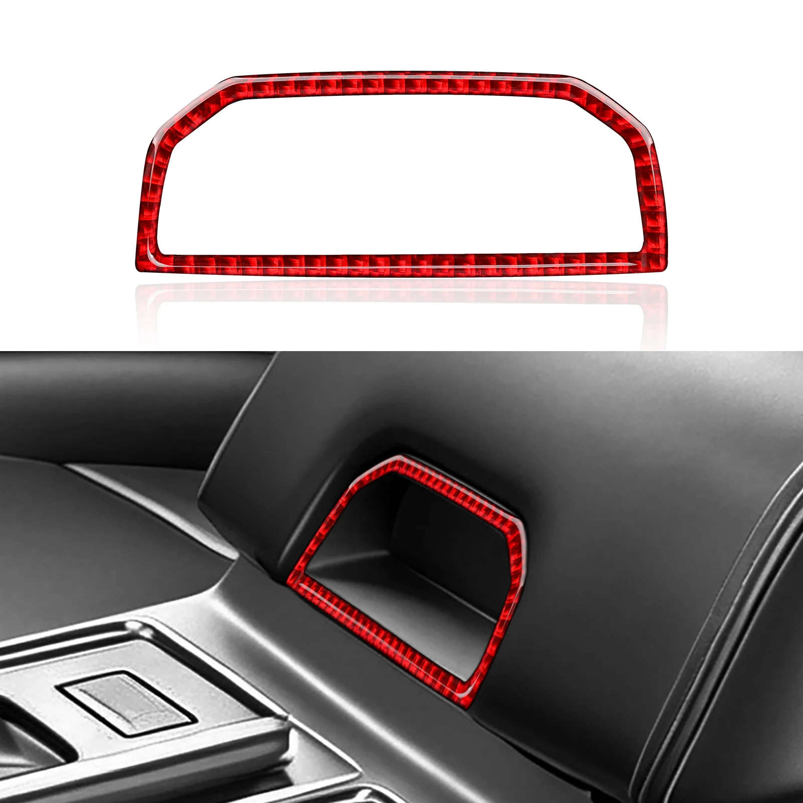 Red Carbon Fiber Interior Sticker. Car Center Console Armrest Box Switch Panel. For Ford F-150 250 350 450 550 (2015-2022) Trim.