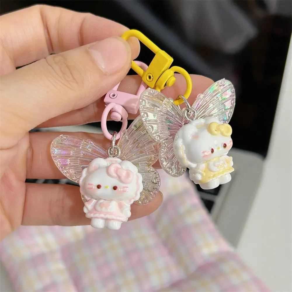 Sanrio sweet cute butterfly KT cat keychain earphone box jewelry backpack decoration accessories gift