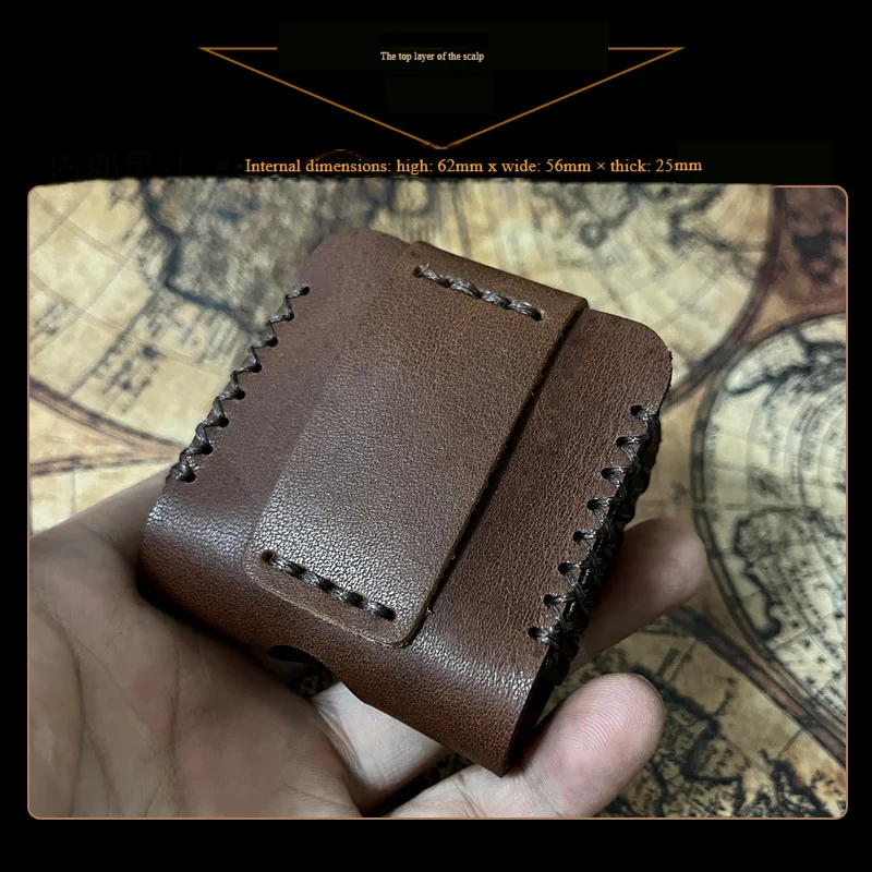 Genuine Retro Cowhide Leather Case Holster For Zippo & Zorro Large Lighters Belt Loop Design Perfect Fit For Armor-Style Lighter