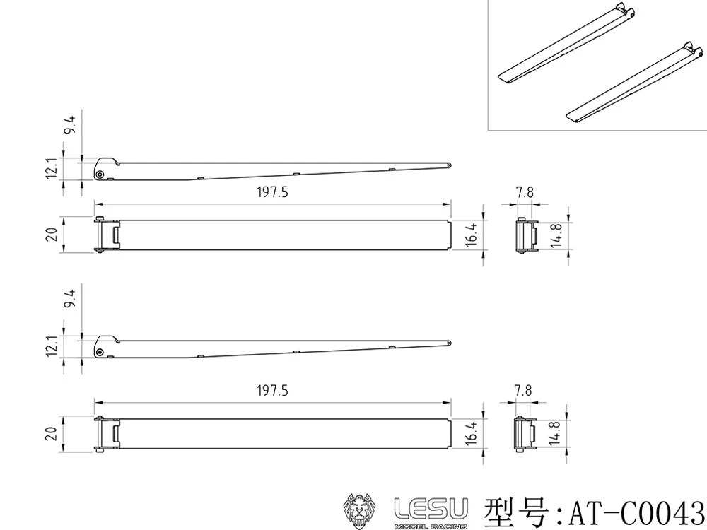 LESU Modell für 1/14 RC-Modellspielzeug Hydraulischer Gabelstapler Upgrade-Teile Edelstahl-Verlängerungsgabelstapler DIY-Zubehör Spielzeug – Detail 1