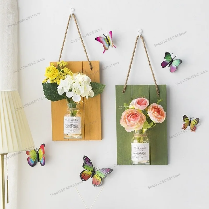 For wall solid wood simulated flower pendant, room wall  hanging decoration