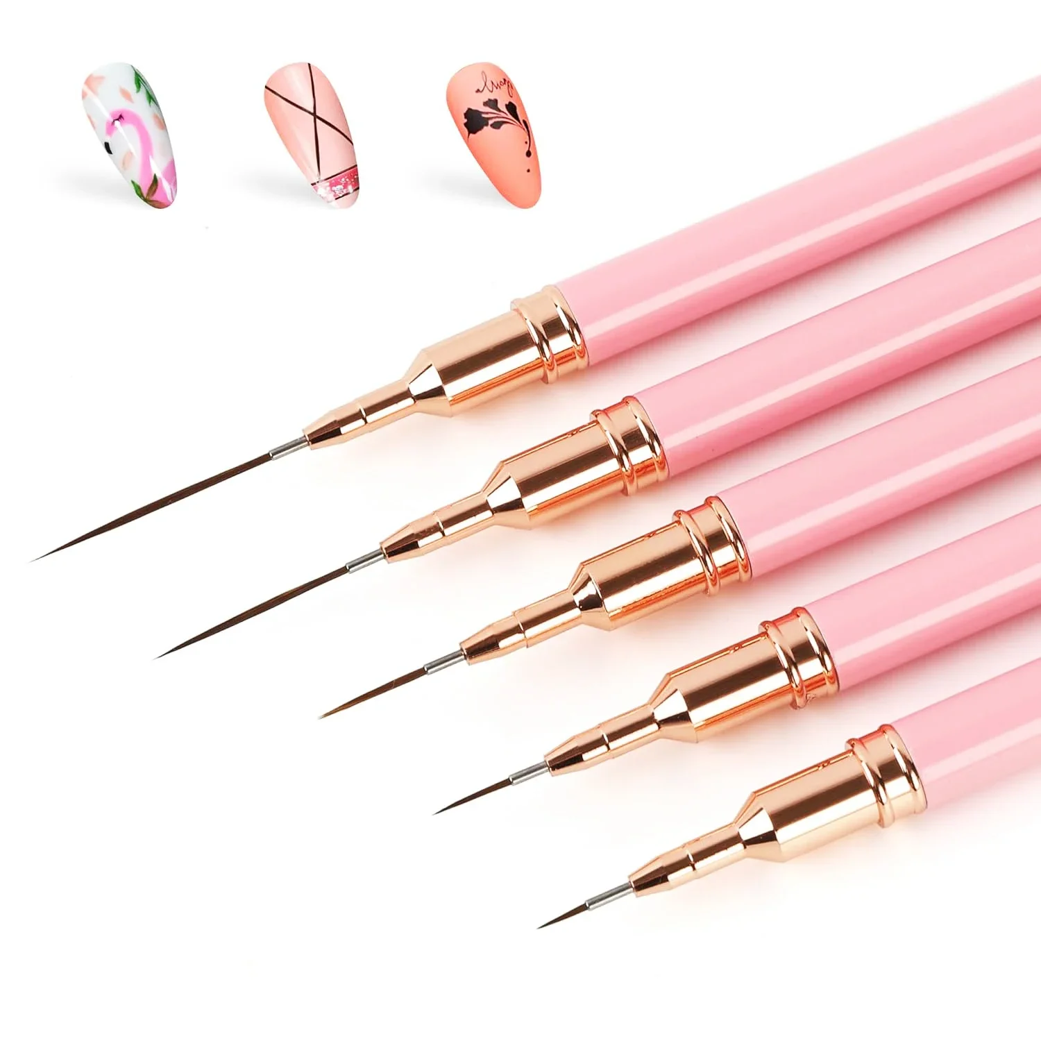 

5pcs Nail Art Liner Brush Set UV Gel Nail Brushes Kits French Stripe Line Painting Drawing Flower Pen Professional Manicure ./\;