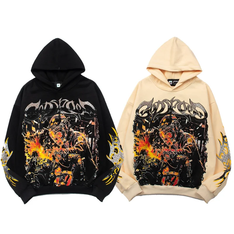 

Godspeed Mechanical Sle Fce Lined Oversized Hoodie Couple Matching Print Casual Sweatirt Cotton Long Sve Hoodie