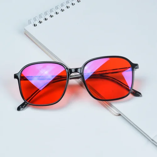 Imagen 2 del producto Gafas con filtro de luz azul SHINU con lentes rojas para dormir, gafas antiluz azul, gafas para juegos con lentes tintados de color naranja