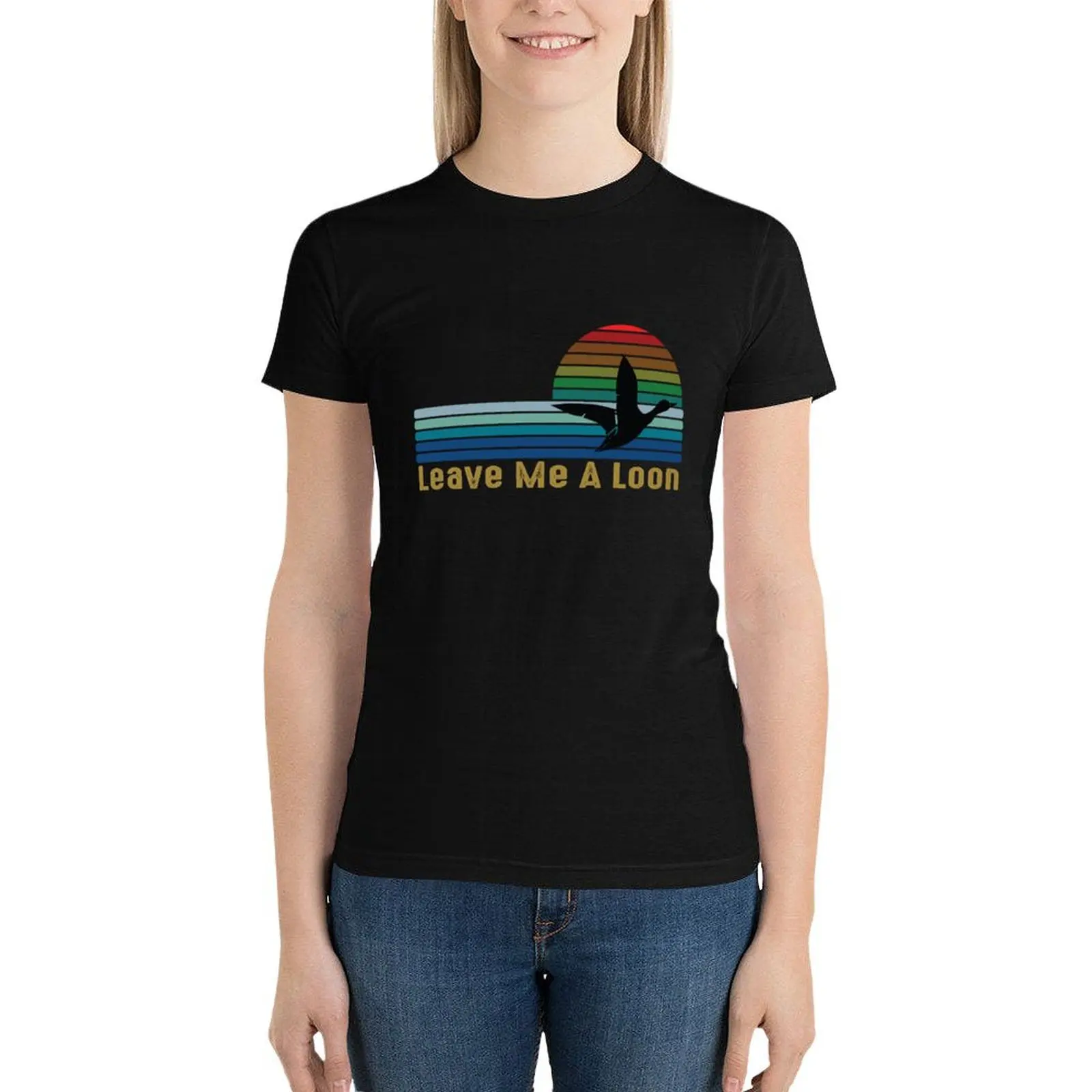 Leave Me A Loon, Bird Watcher Vintage Retro Sunset T-Shirt aesthetic clothes hippie clothes female t-shirt dress for Women sexy