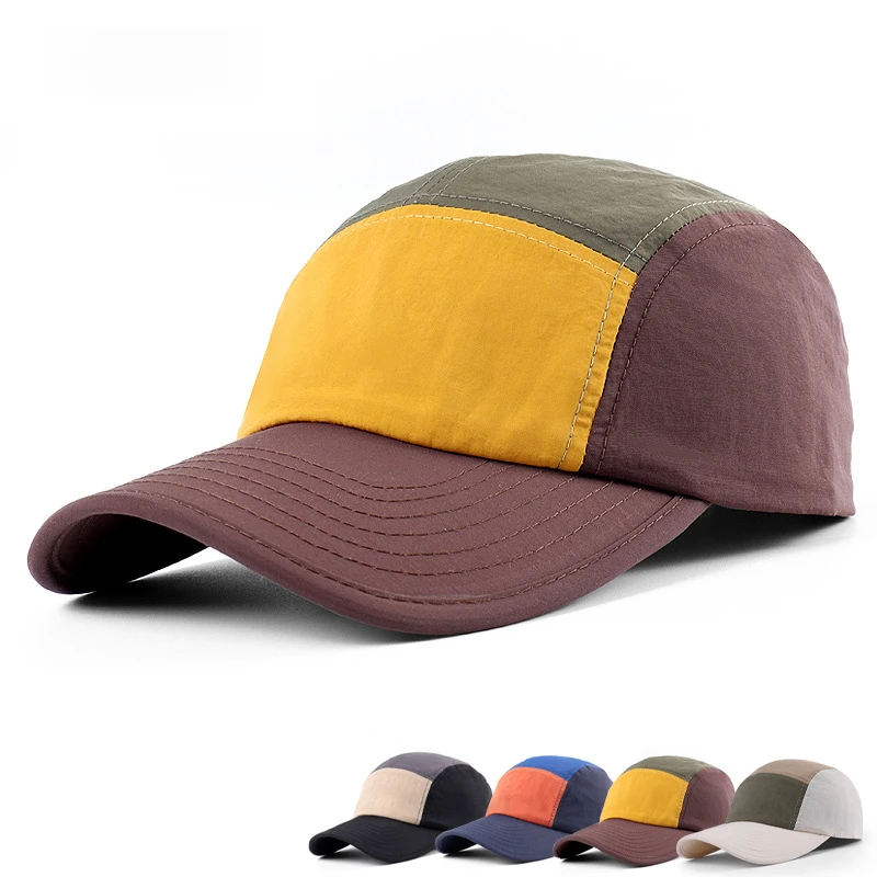 Vintage Color Block Quick Dry Baseball Cap for Summer Outdoor Sports Polyester 56-61cm Women and Men