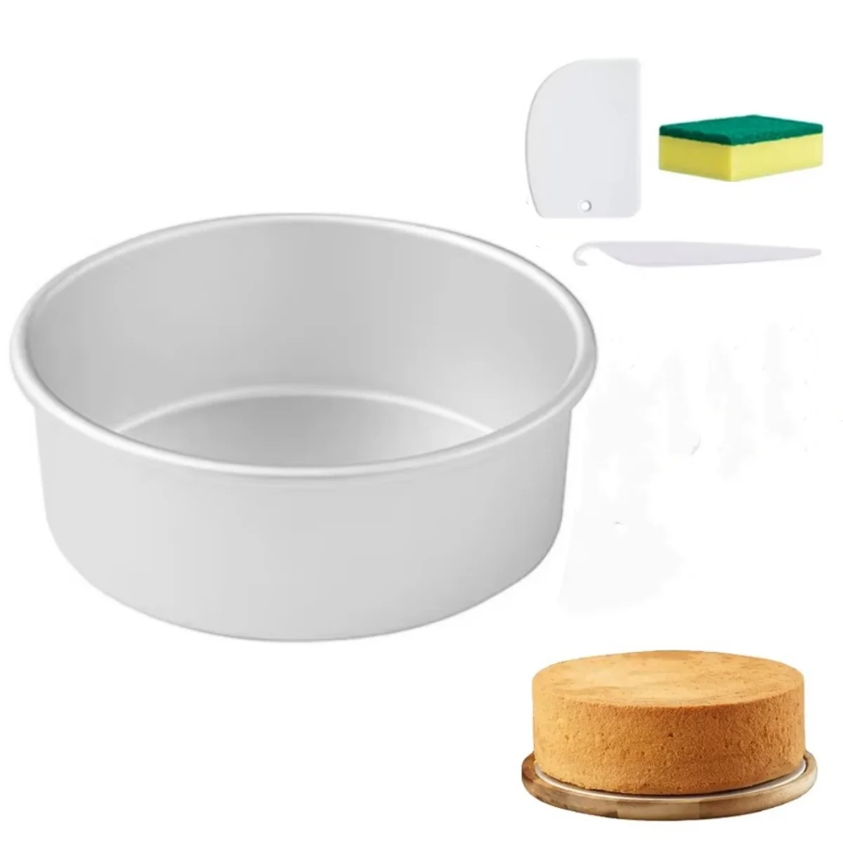 6/8/10/12inch Solid  Bottom Aluminum Chiffon Cake Mold Nonstick  Cake Pan DIY Round Cake Mold Pan Bakeware Tools
