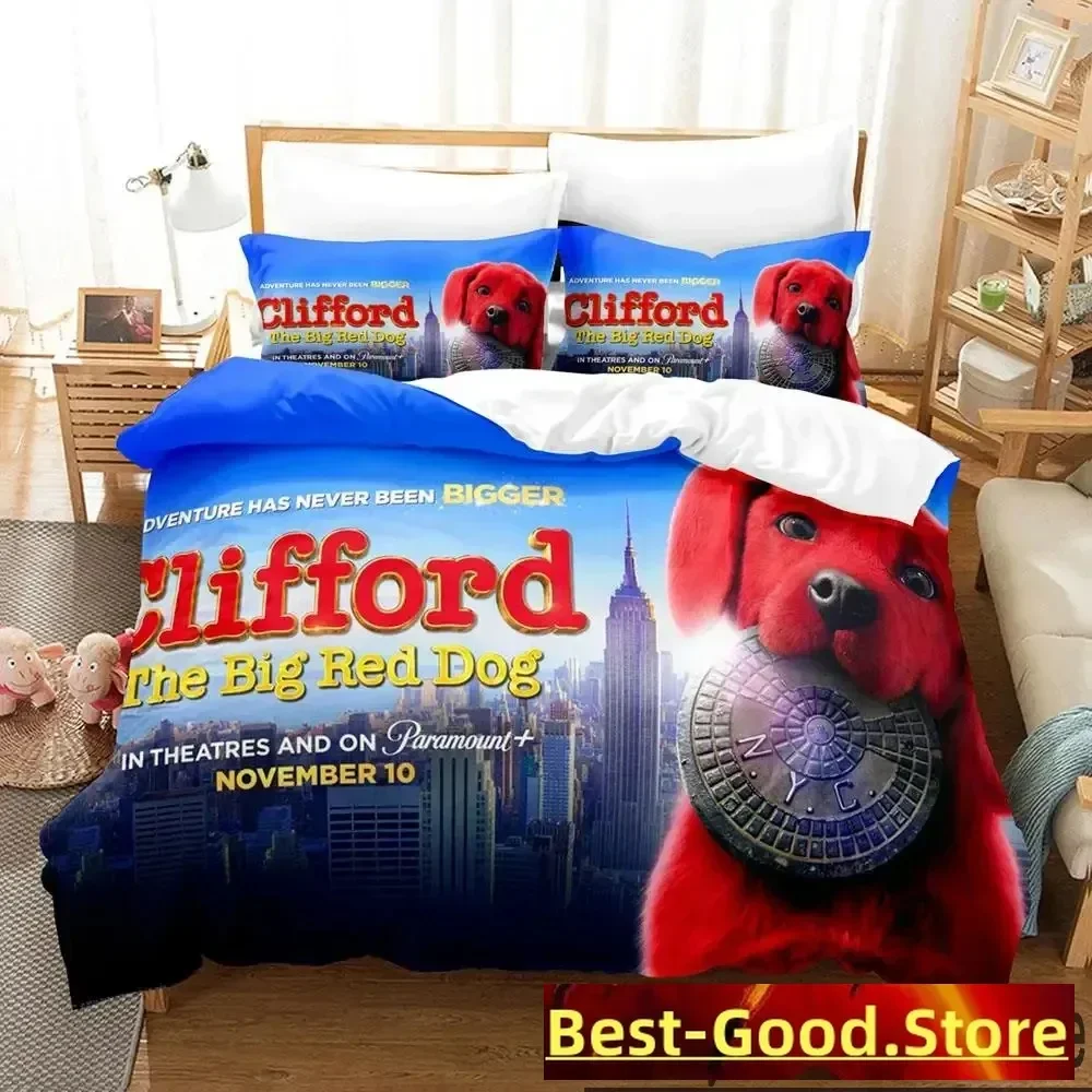 

3D Print Clifford the Big Red Dog Bedding Set Boys Girls Twin Queen King Size Duvet Cover Pillowcase Bed boys Adult