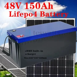 lithium 48v 150AH lifepo4 battery with BMS for tricycle golf cart inverter Solar energy storage scooter + 10A charger