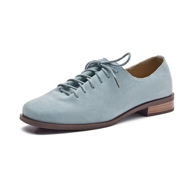 Kobiety Loafer Lace-up 2025 New Spring Shoes Women Suede Genuine Leather Women Oxford Shoes Large Size British Style Women Shoes