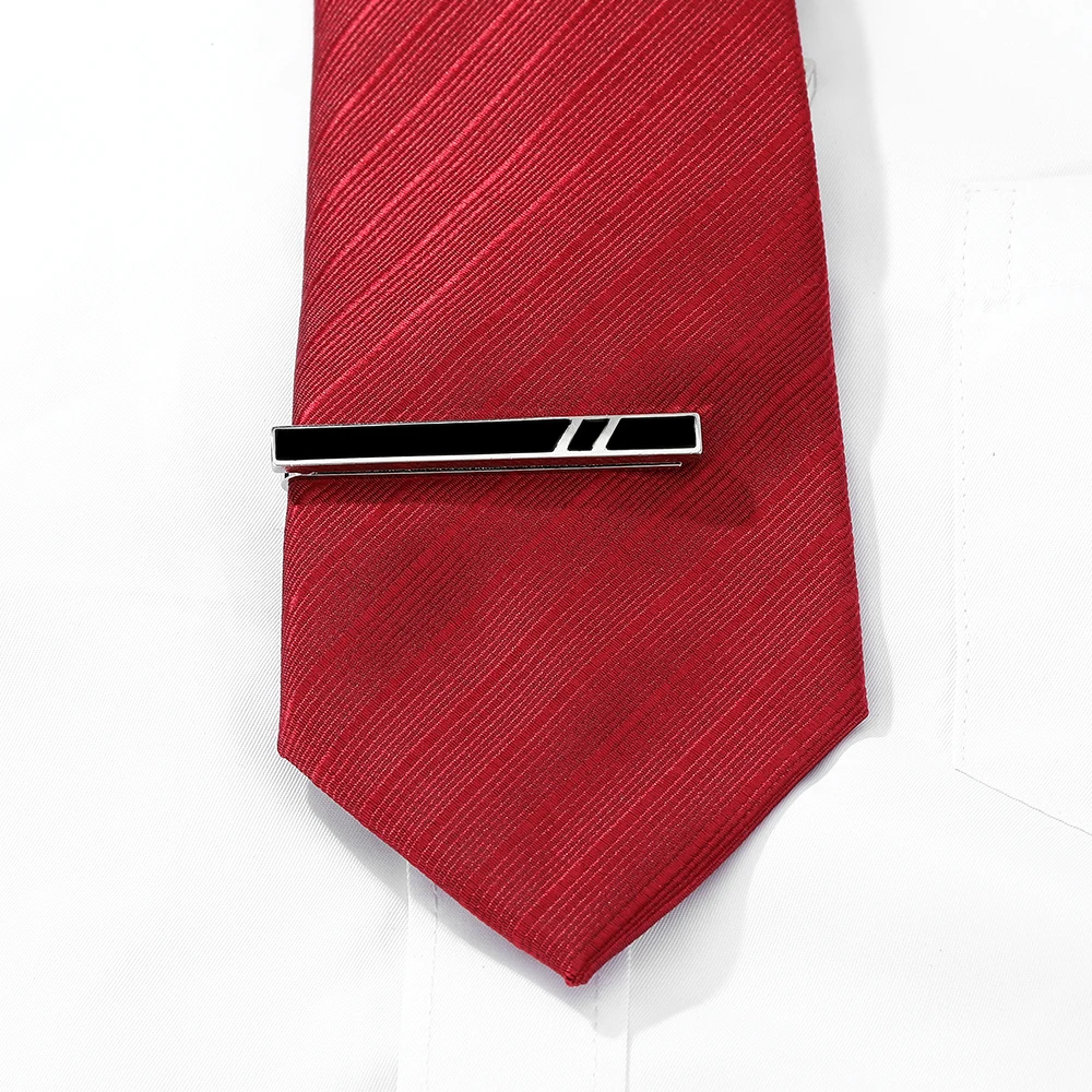 Funny Black Color Double Twill Pattern Design Tie Clip Mens Formal Party Jewelry Accessories Freeshipping