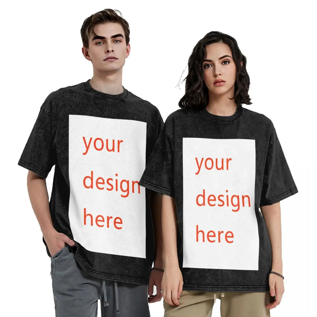 Customized Washed T Shirts Personalized T-Shirt DIY Your Own Design Photo Logo Tees Men Women Cotton Oversize Printed Custom