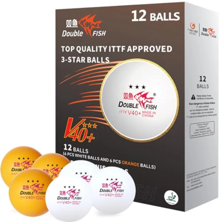 

Ping Pong Balls - White and Orange 3-Star Table Tennis Balls - High Performance V40+ ABS Balls Ultimate Durability Training Bal