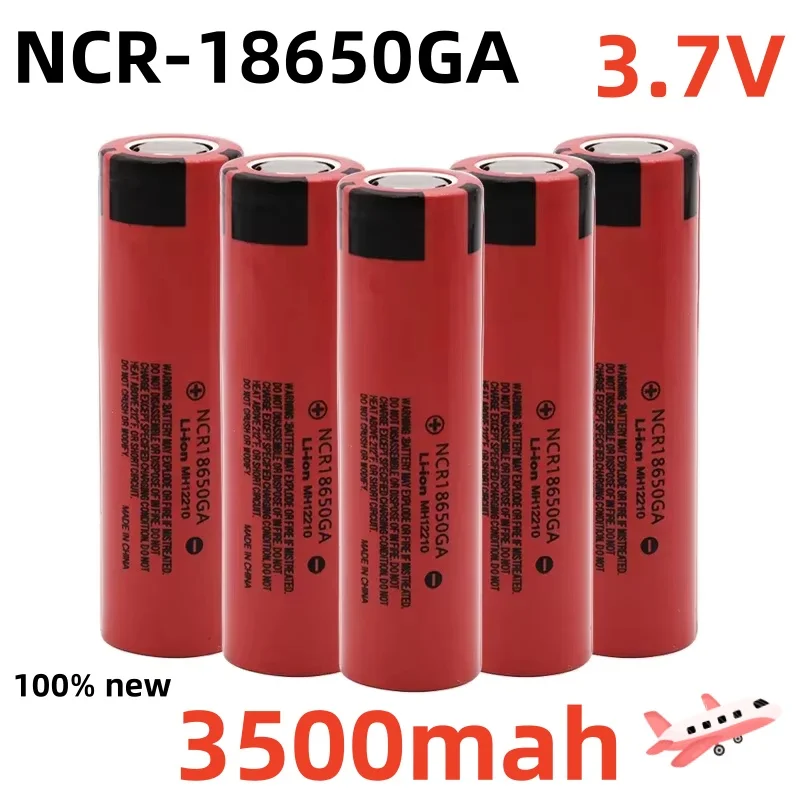 100% new rechargeable battery NCR 18650GA high discharge, 3.7V 3500mAh 18650 high-capacity flashlight flat top lithium battery