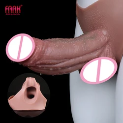 FAAK Silicone Panty With Large penis sleeve  Realistic Hollow Dildo with Briefs cock enlargement&extender Sex toys For Men