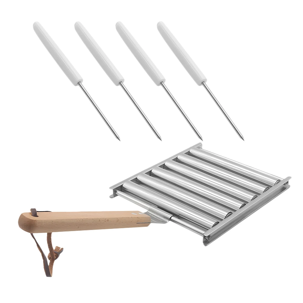 

Stainless Steel Rack Hot Dog Sausage Grill Set Portable Rolling Design for Outdoor Camping Camp Hot Dog Roller Grilling