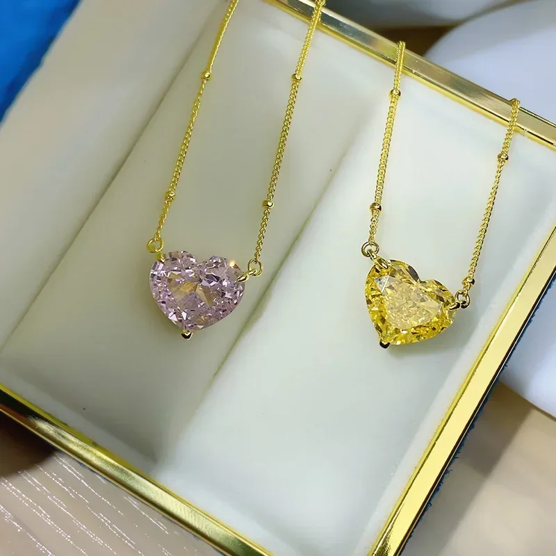 S925 necklace, collarbone chain, light luxury, niche 925 sterling silver imported high carbon diamond pendant for wedding