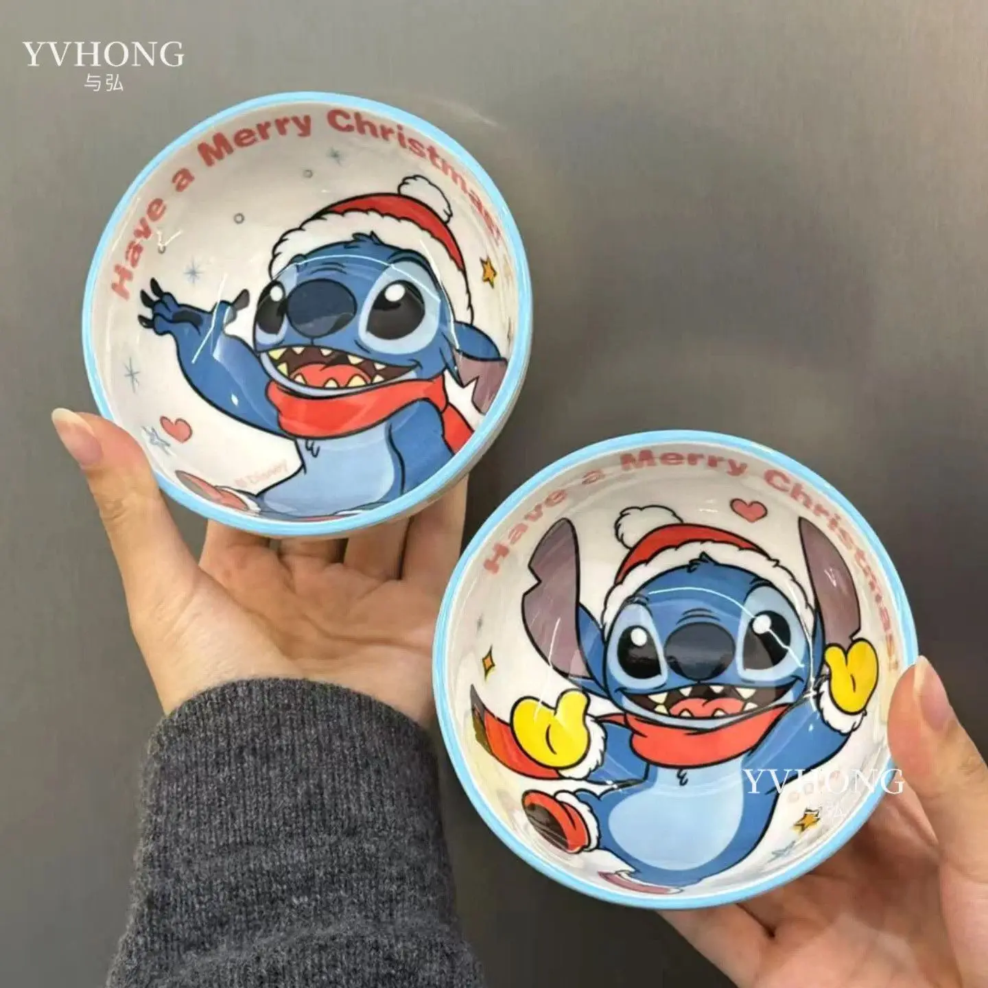 Cuenco de cerámica de Disney con bonito punto, vajilla navideña de edición limitada con dibujos animados, bonitos regalos de Navidad para niños