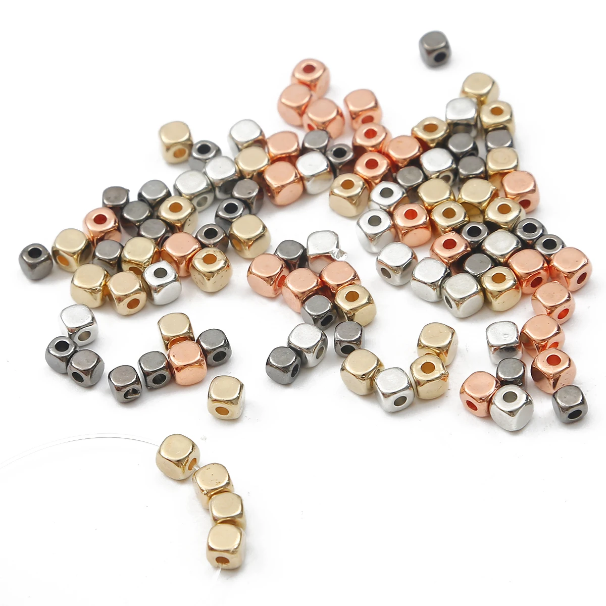 200-300pcs 3-4mm CCB Square Loose Spacer Beads Rose Gold Color Seed Beads for DIY Jewelry Making Bracelets Necklace Accessories view 6