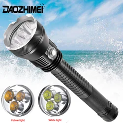 IPX8 Diving Flashlight 3xXHP70.2 White / Yellow light Scuba Dive Headlight Underwater Waterproof 150m Outdoor Fishing Lamp