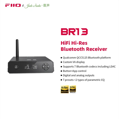 FiiO/JadeAudio BR13 Bluetooth 5,1 amplificador receptor de Audio estéreo USB DAC compatible con LDAC/aptX baja latencia para altavoz de coche/hogar
