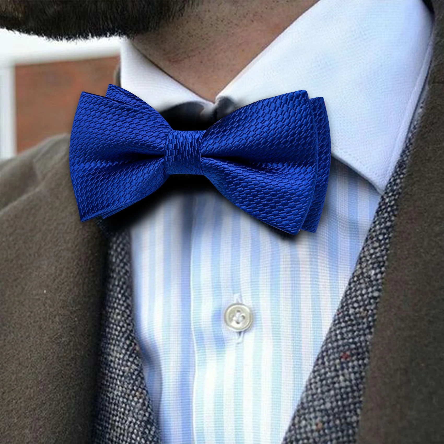 Barry.Wang Jacquard-Fliege für Herren, vorgebundene Fliege, Königsblau, Cyan, Grün, Krawatten, Einstecktuch, Manschettenknöpfe, Set, Hochzeit, Party