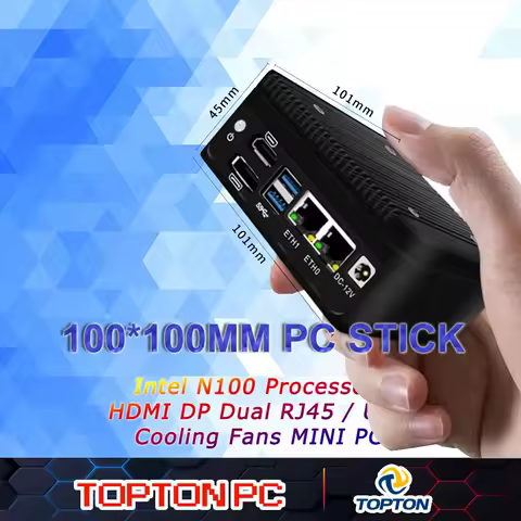 Topton Mini PC Intel Alder Lake-N100 (up to 3.4GHz) Dual LAN Mini Computer Supports 2x10G/4x10G SFP Home-Server/Network Firewall