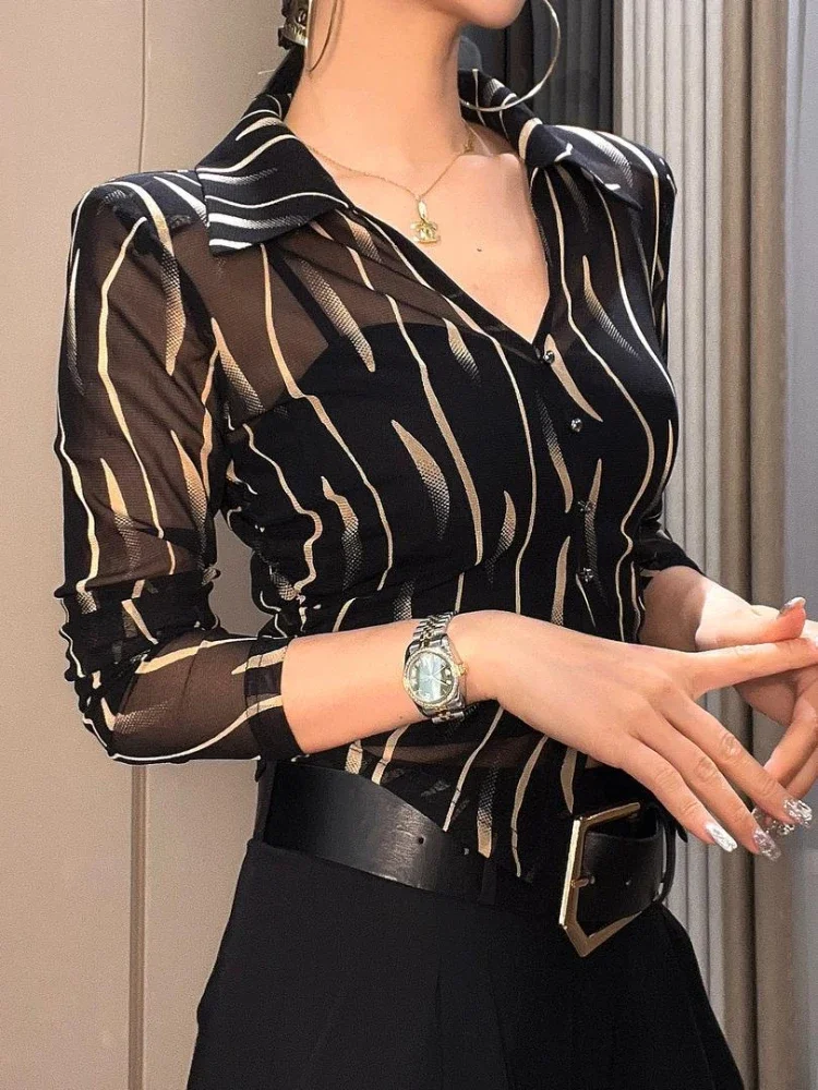 Prosta czarna damska koszula i bluzka Perspektywa Luksusowe designerskie bluzki damskie Eleganckie towarzyskie nowoczesne długie Xxl Premium Xl M