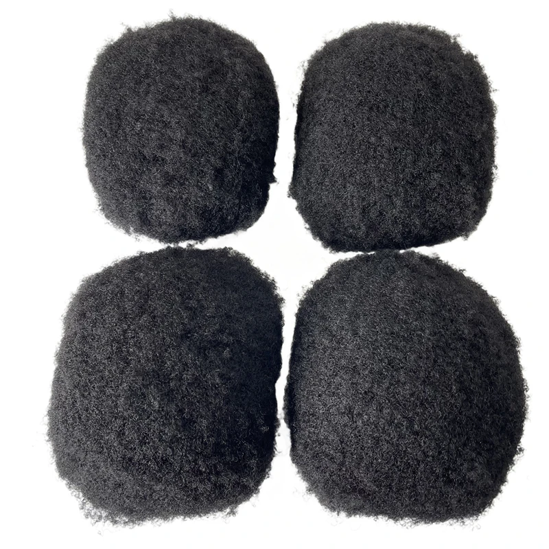 أنظمة الشعر البشري الهندي البكر 4 مم الجذر الأفرو الشعر المستعار 1 # وحدة دانتيل سويسرية كاملة مقاس 8x10 باللون الأسود النفاث للرجال السود #5