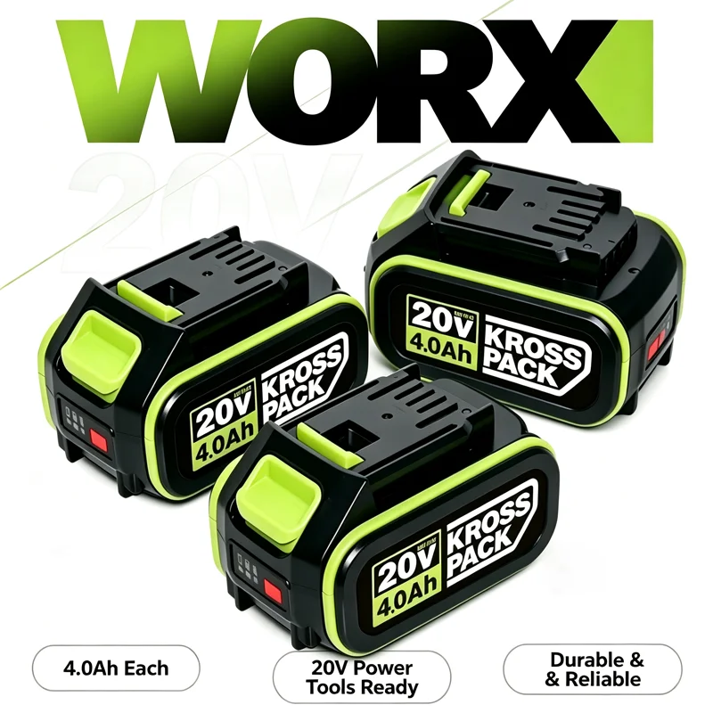 WORX 20V Battery Fit WA3406 WA3551 WA3553,4.0/5.0/6.0Ah Battery For Cordless Drill DIY Home Woodworking Tools ( Big Foot)