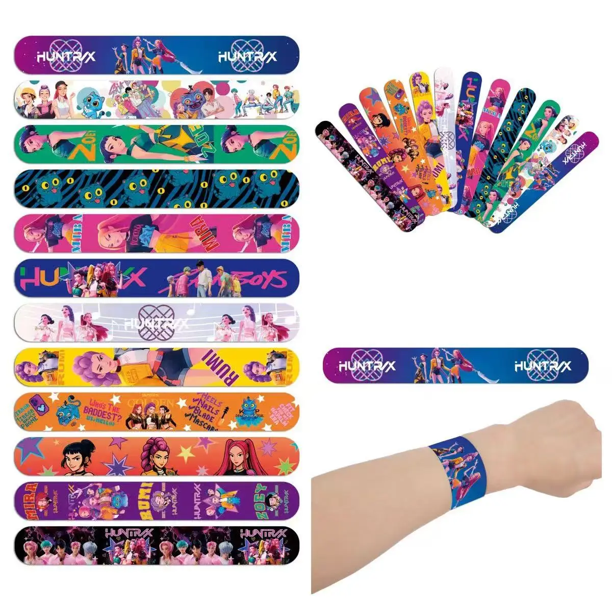 Kpop Demon Hunters Slap Bracelets Birthday Gifts PVC Wristband Kpop Demon Hunters Cosplay Bracelet  kpop hunter DIY Party Favors
