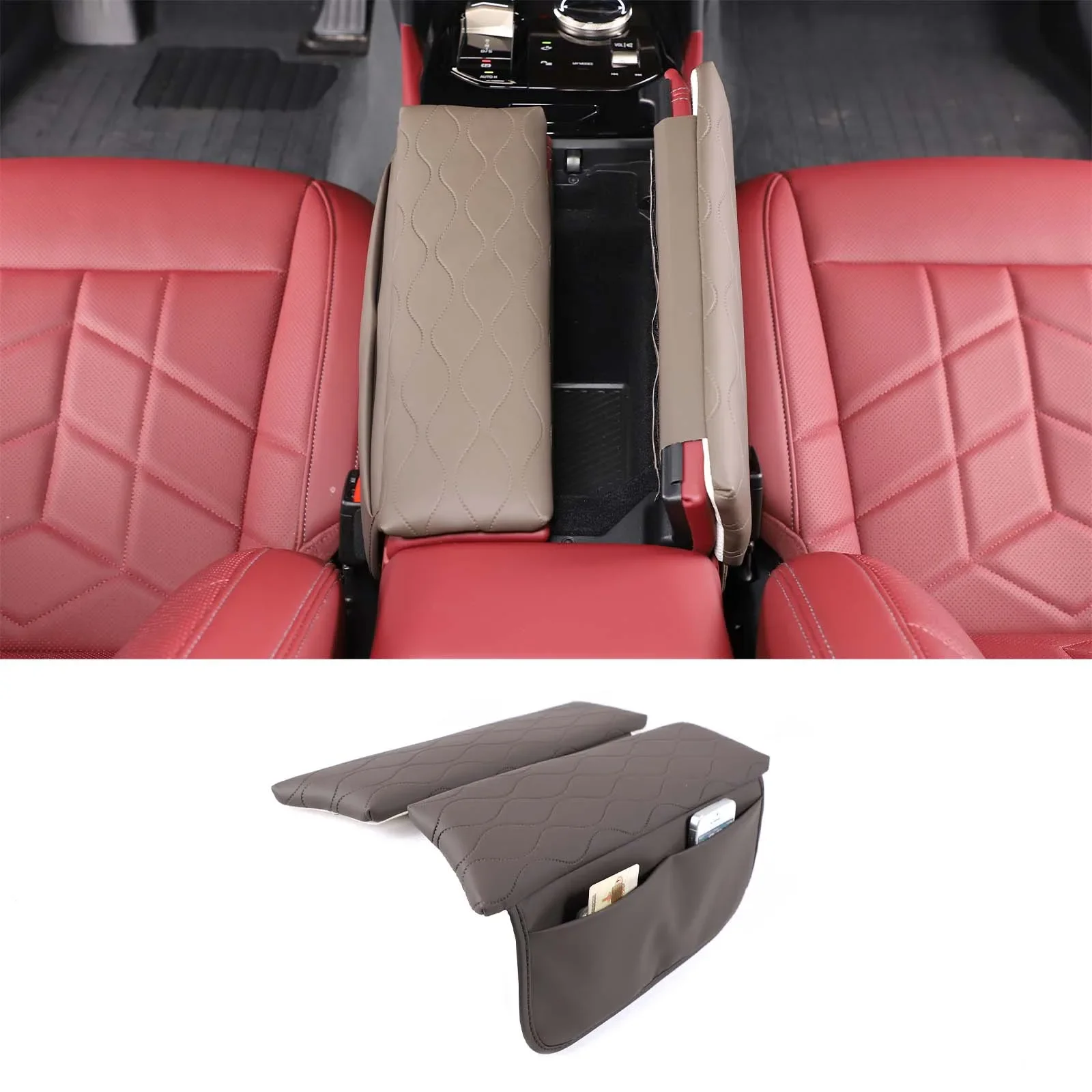 

For BMW 5 Series I5 2024+ Leather Car Styling Center Console Armrest Box Mat Sticker Car Interior Protection Accessories 2Pcs