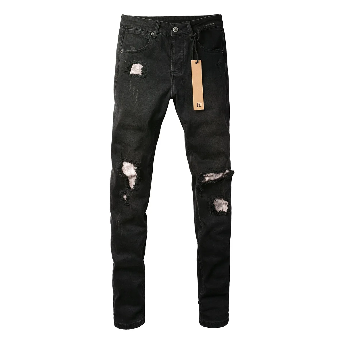 2025 New Fashion Trend High Quality Jeans Classic Retro American High Street Ripped Gray Paint Washed Skinny Jeans Men