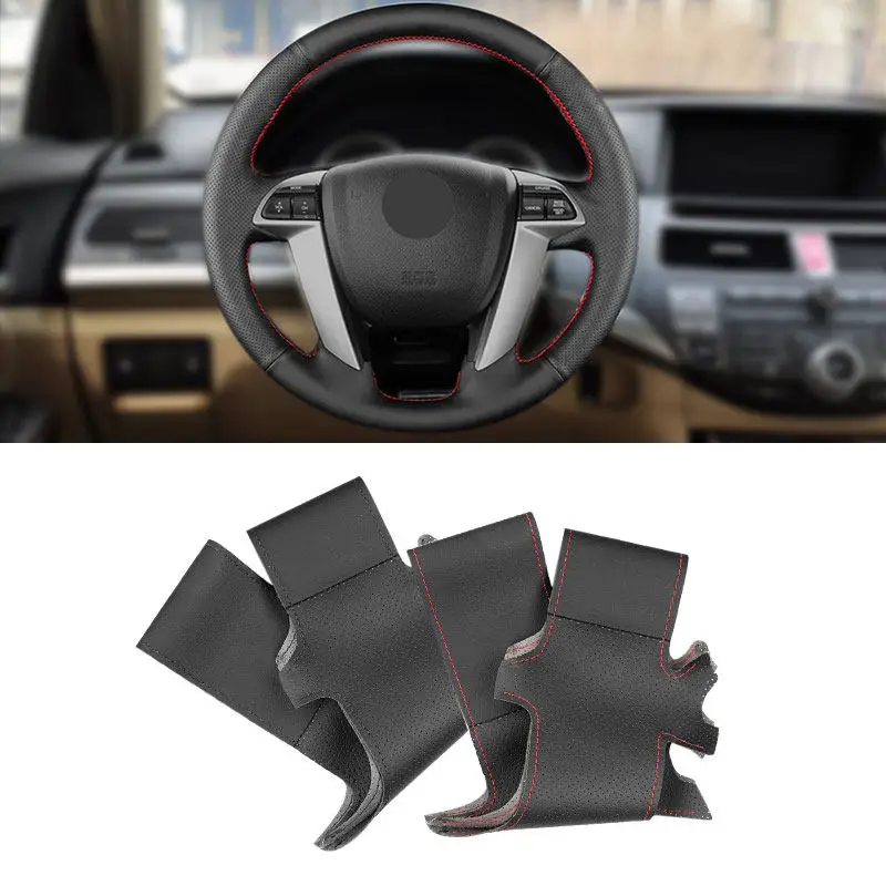 Hand Stitched Perforated Leather Cover For Honda Accord 8th Crosstour Odyssey 2010 2011 2012 2013 Car Interior Steering Wheel