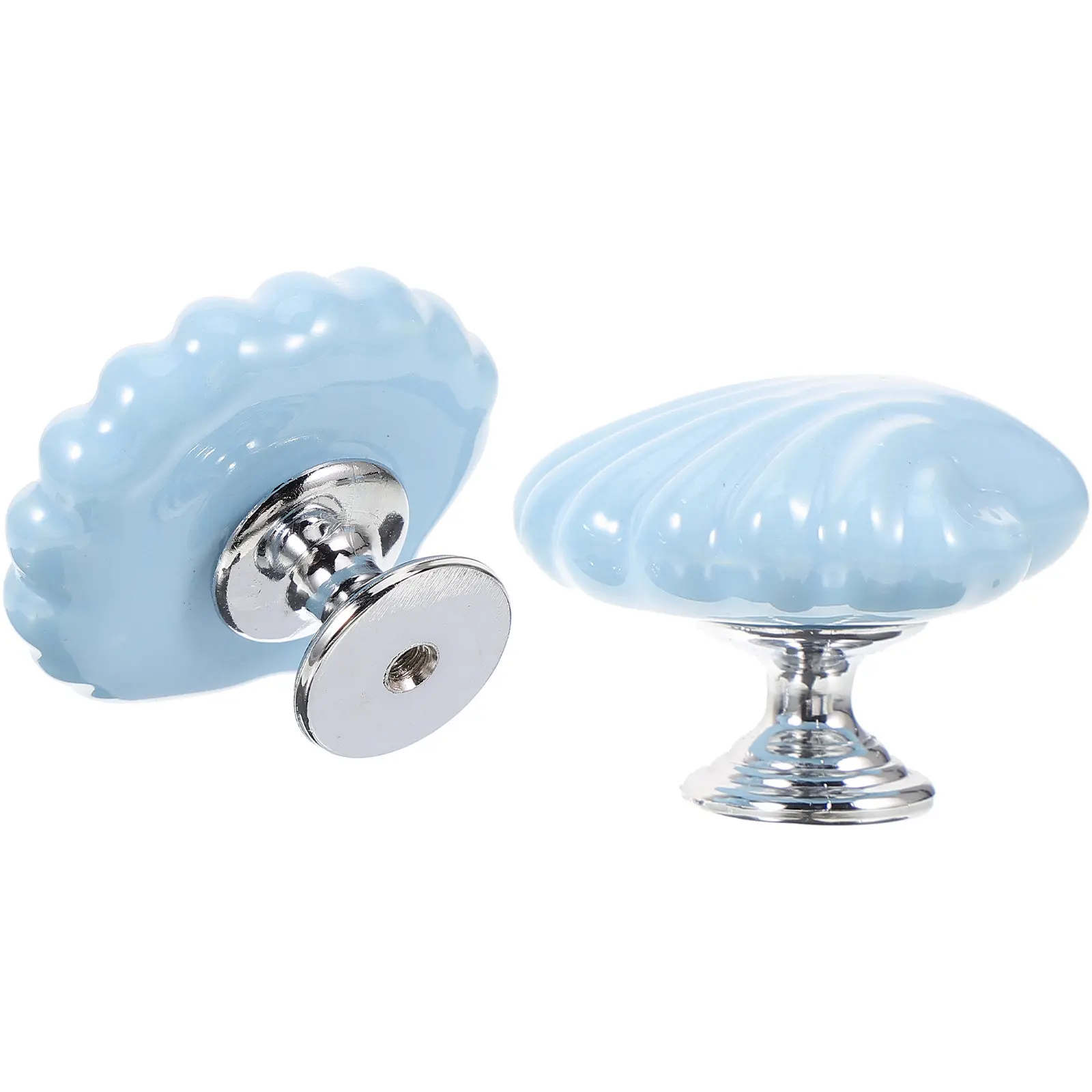 2pcs Shell Shaped Cabinet Knob Ceramic Dresser Pull Modern Furniture Handle For Wardrobe Cupboard Bookcase Decorative Drawer