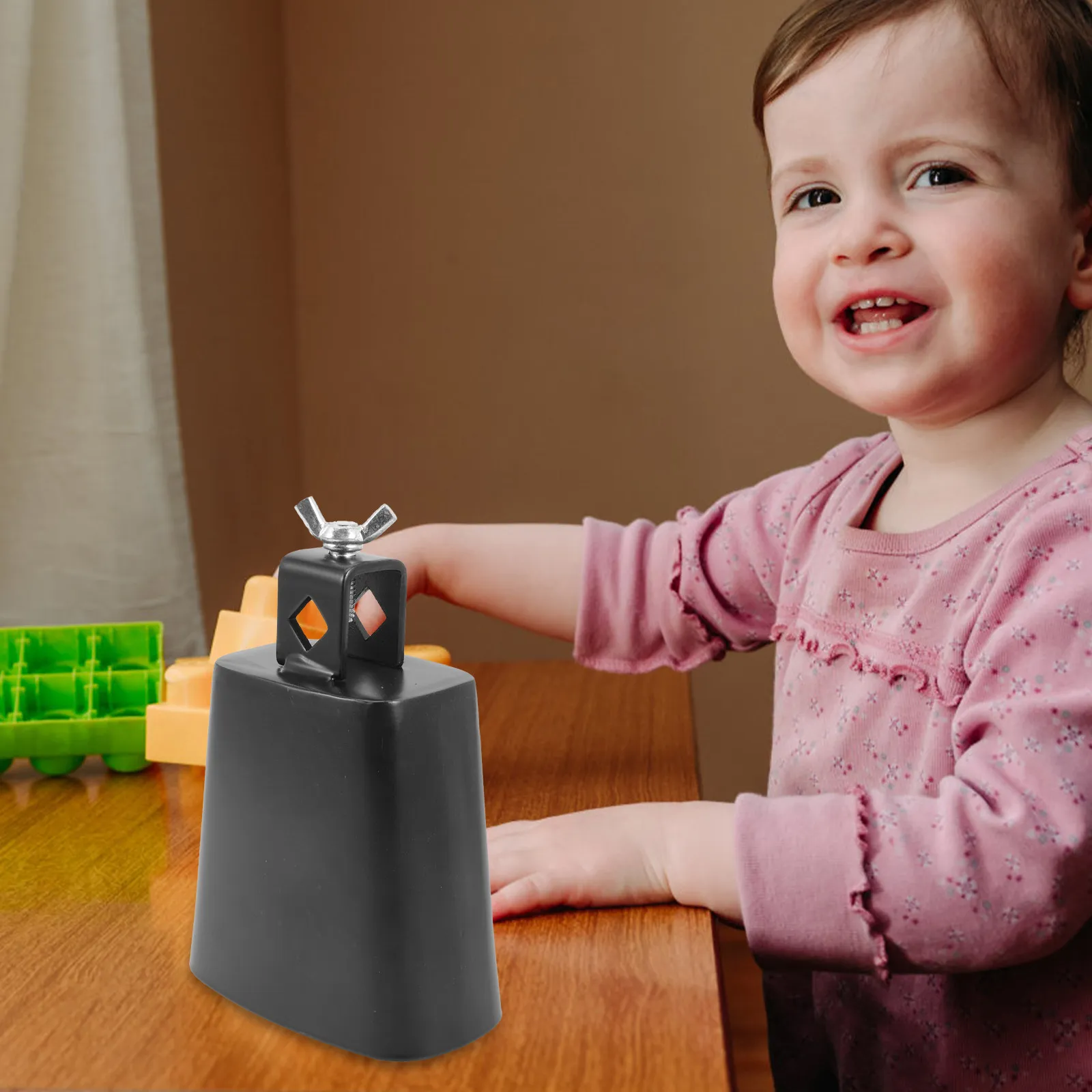 1Set Cowbell Teaching Aid Metal Cowbell Stick Hand Percussion Musical Instrument Kids Early Education Sound Maker Noise