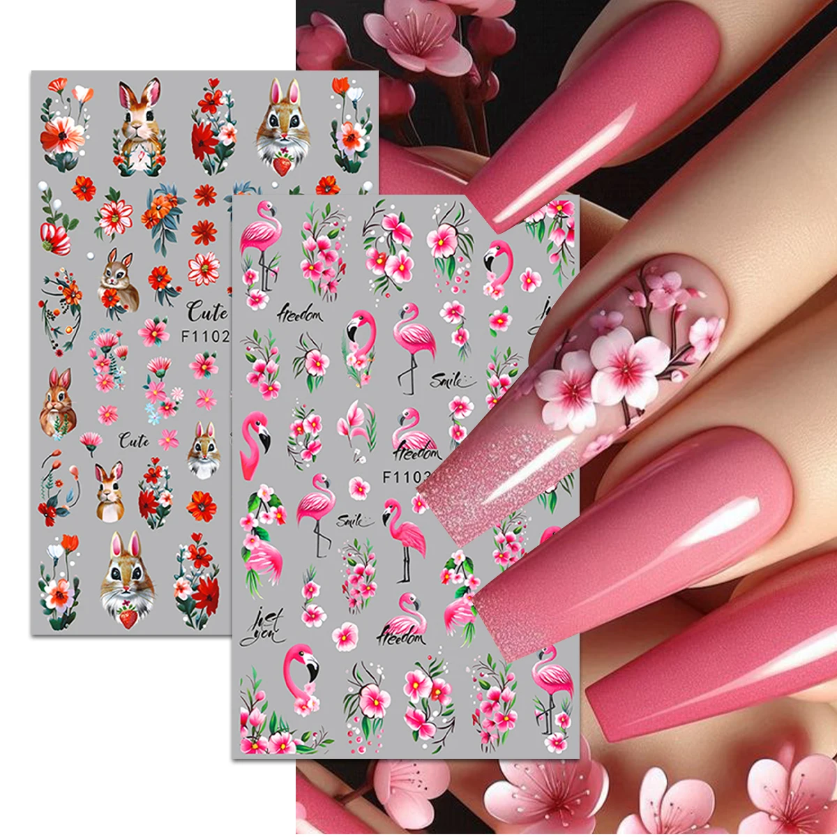 Frühlings- und Sommerblumen-Schmetterlings-Nagelsticker, einfach anzubringen für die Nageldekoration, zum Selbergestalten, als Geschenk, für Partys und zur Gestaltung von Make-up für Hochzeiten. – Detail 13