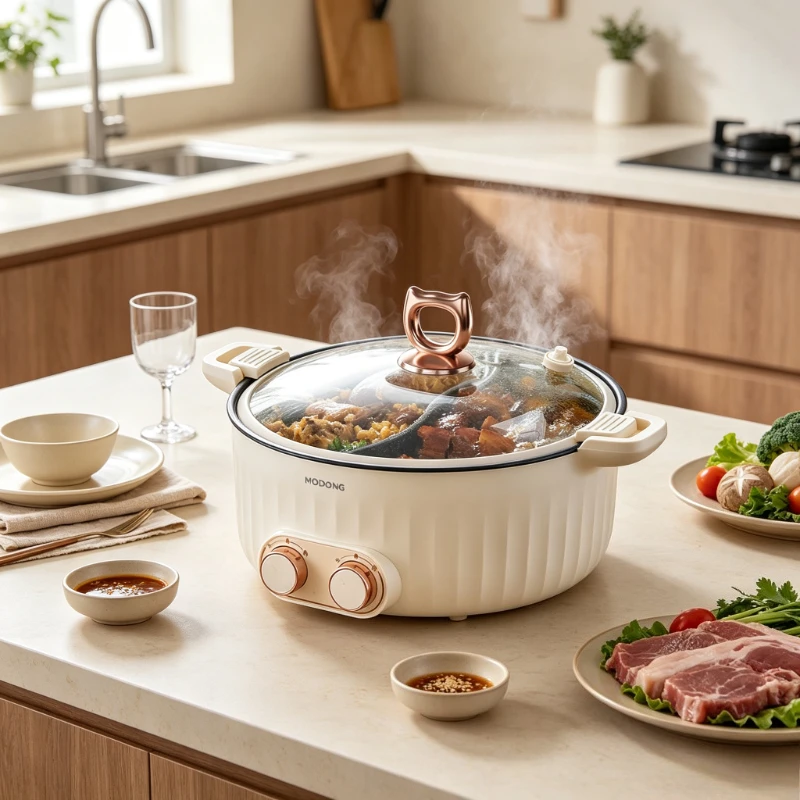 7L Dual Flavor Electric Hot Pot Micro Pressure Nonstick Split Cooker Dual Temperature Control Family Dining Home Use 전기 훠궈 냄비